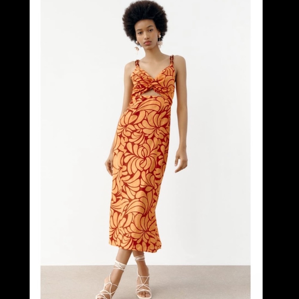 ZARA Chain Strap Print Dress